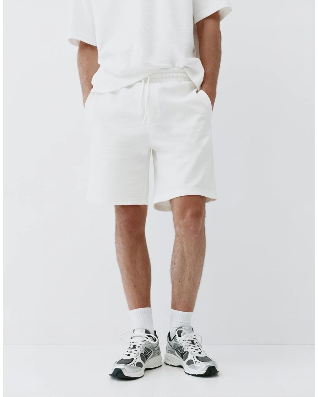 Bermuda décontracté - cassé Pull&Bear pour homme en coloris White