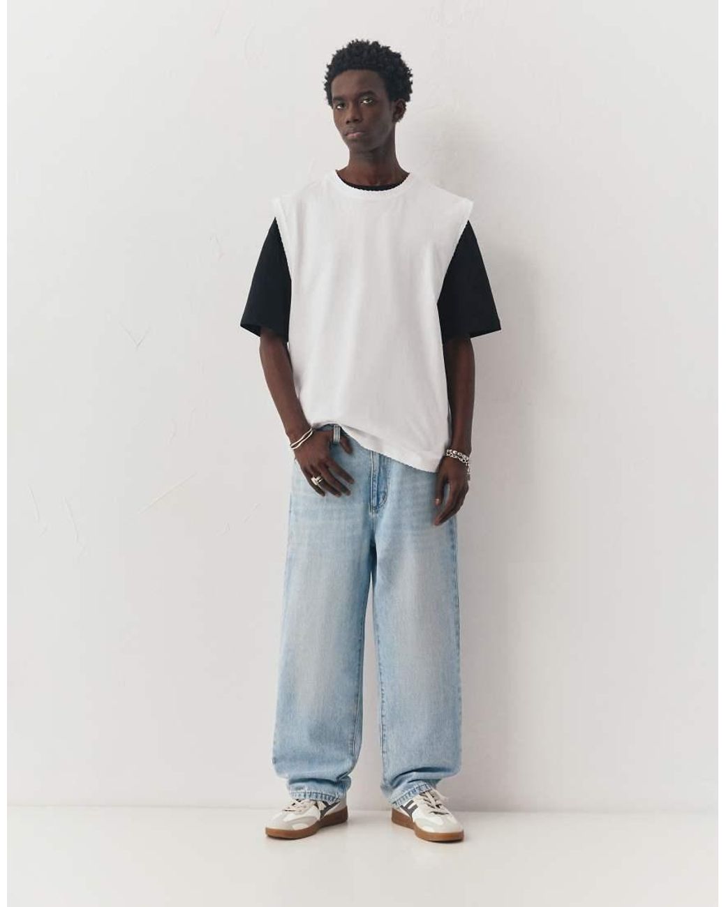 Pull&Bear Blue Baggy Jeans for men