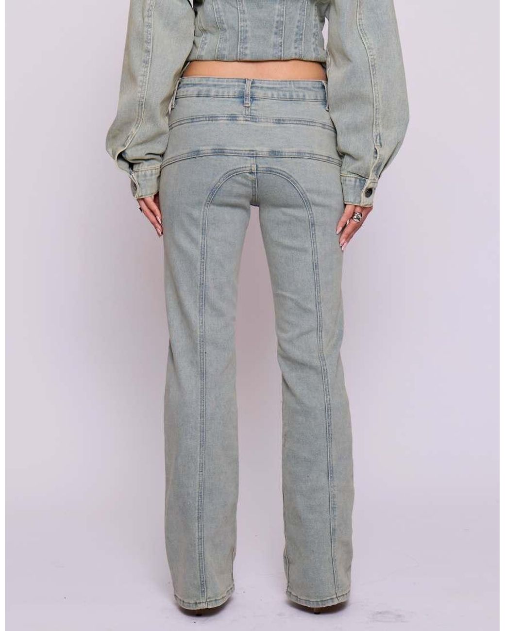 Missy Empire Gray Denim Flare