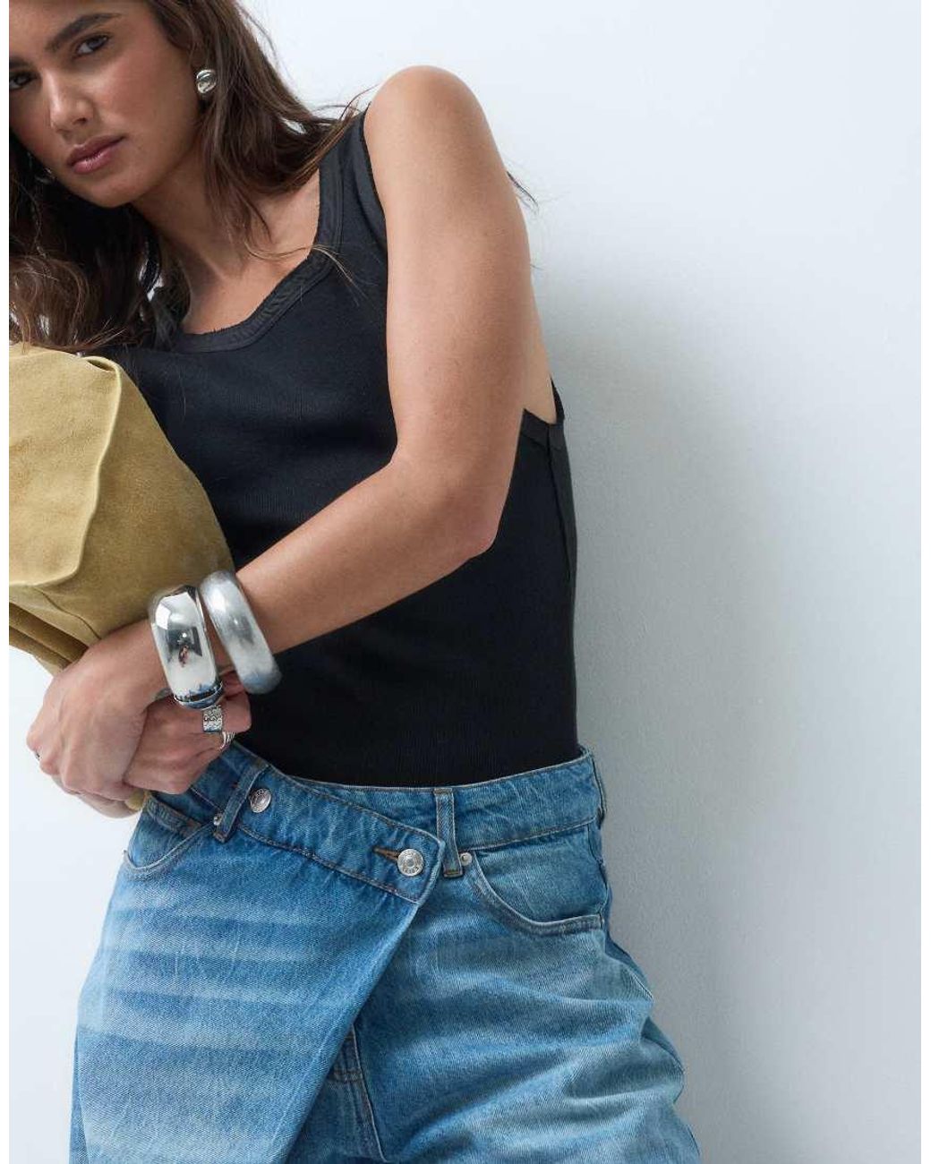 ASOS Blue Wrap Waist Barrel Jean