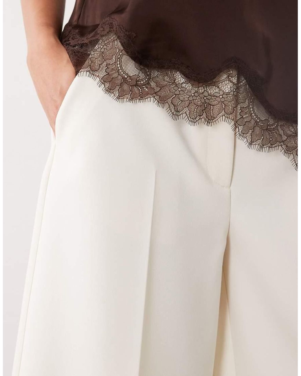 ASOS Natural Wide Leg Clean Bermuda Shorts