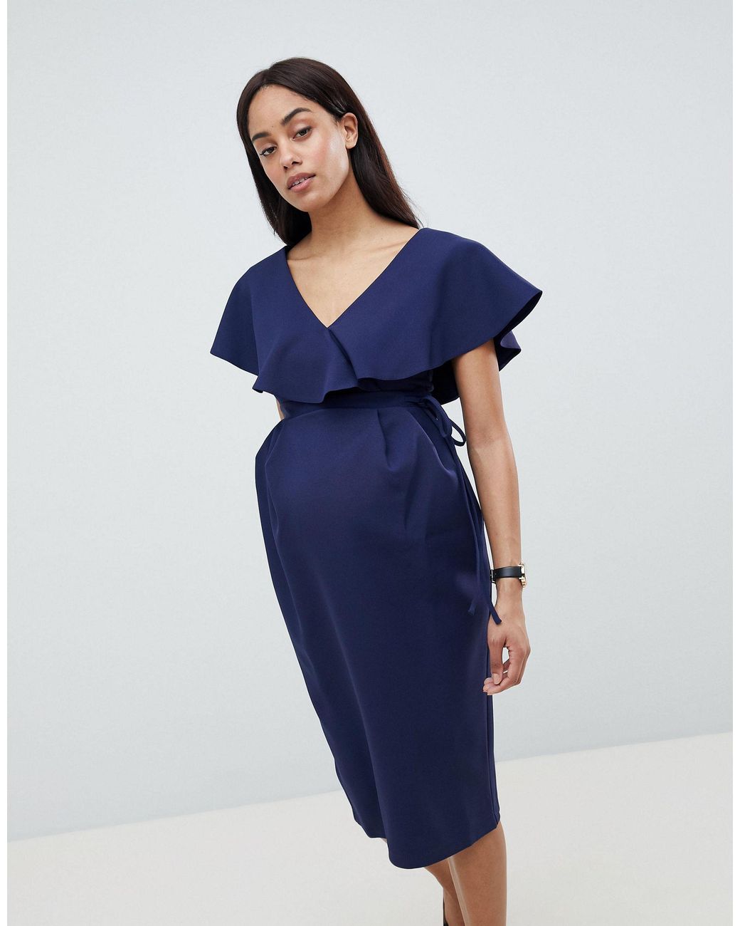 asos blue ruffle dress