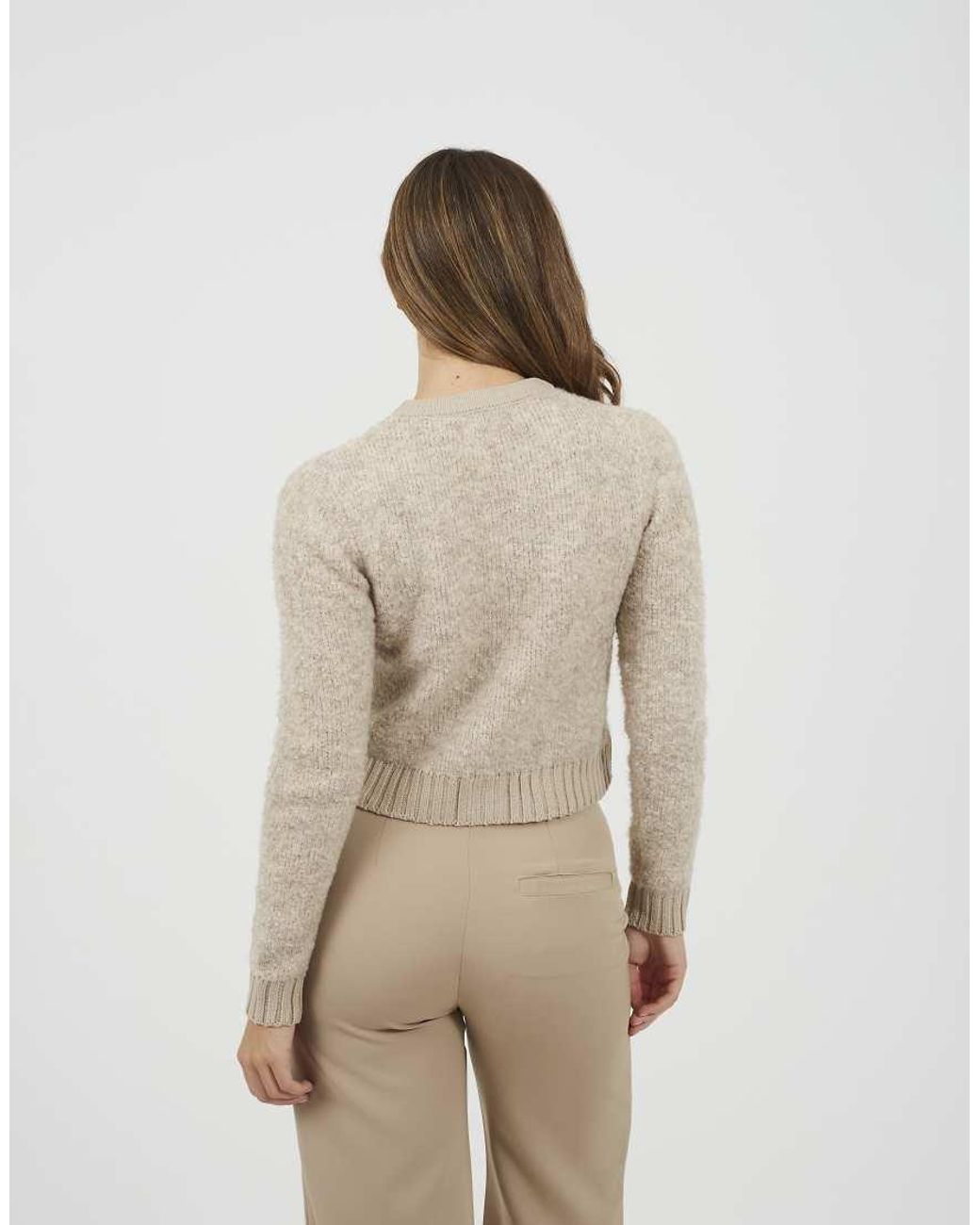 Brave Soul Natural Button Through Boucle Cardigan