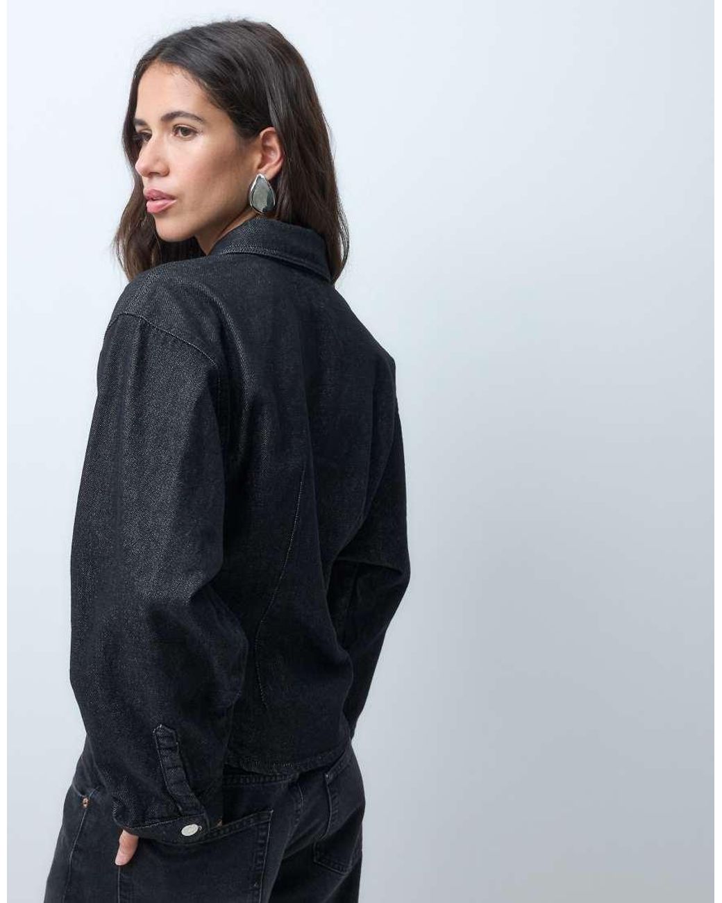 ASOS Blue Denim Cinched Waist Shirt