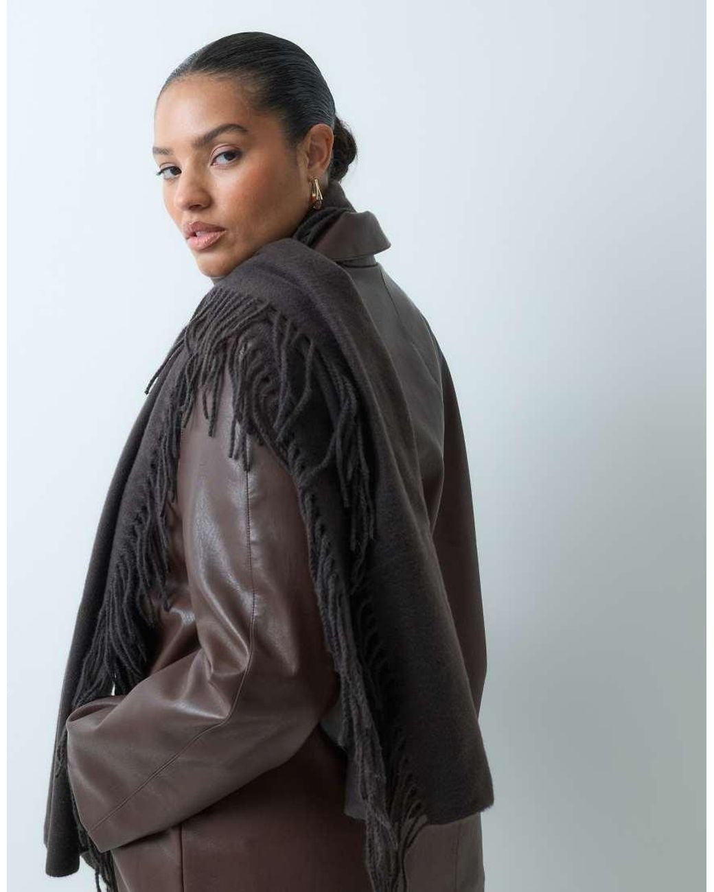 Vero Moda Brown All Over Fringing Detail Scarf