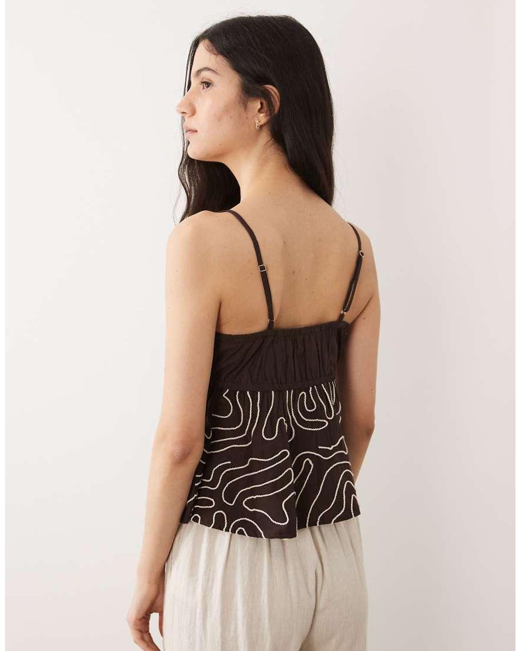 River Island Brown Embellished Cami Top