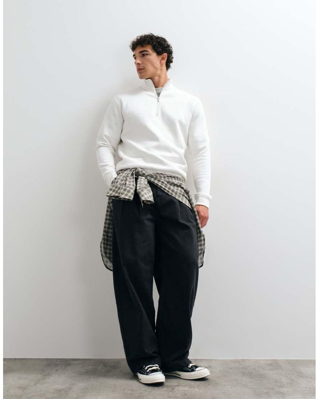 ASOS White Essentials Quarter Zip Sweatshirt for men