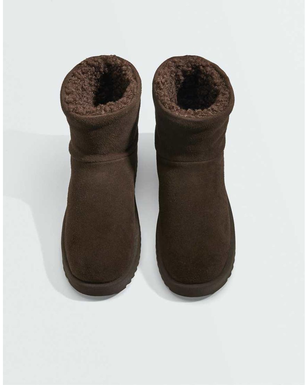 Oysho Brown Leather Ankle Boots