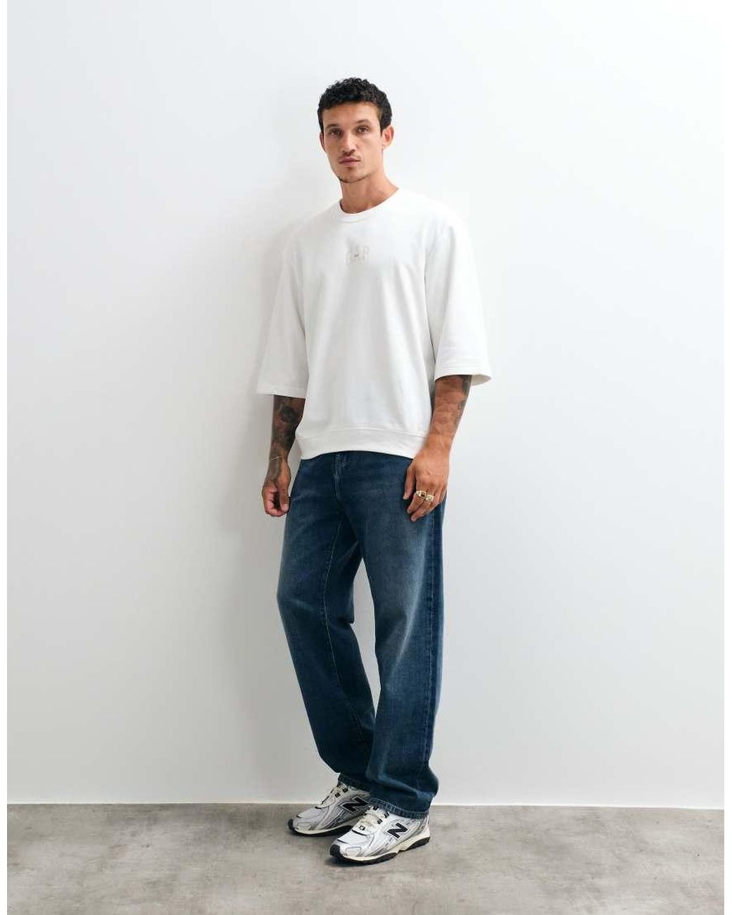 Gap White Crew Neck Short Sleeved Logo Sweat Top for men