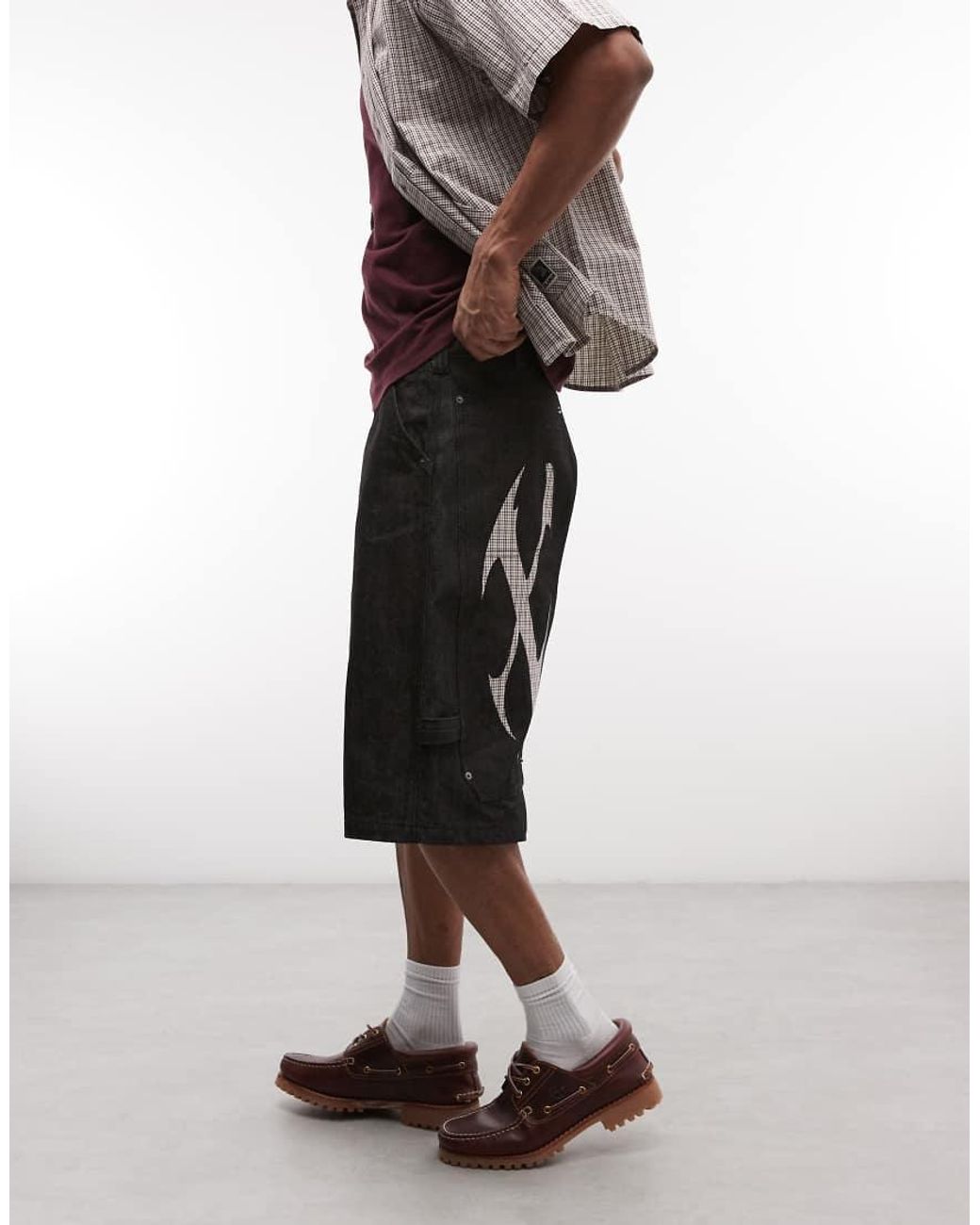 Xlarge Black Cut Out Xl baggy Denim Jorts for men