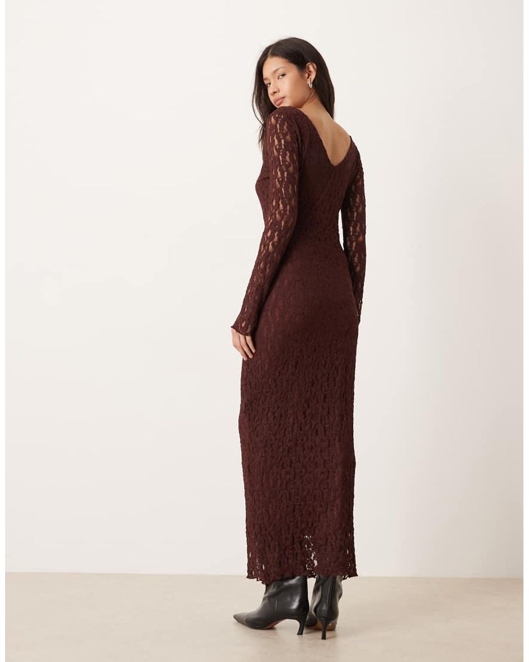 ASOS Natural V-neck Long Sleeve Maxi Dress