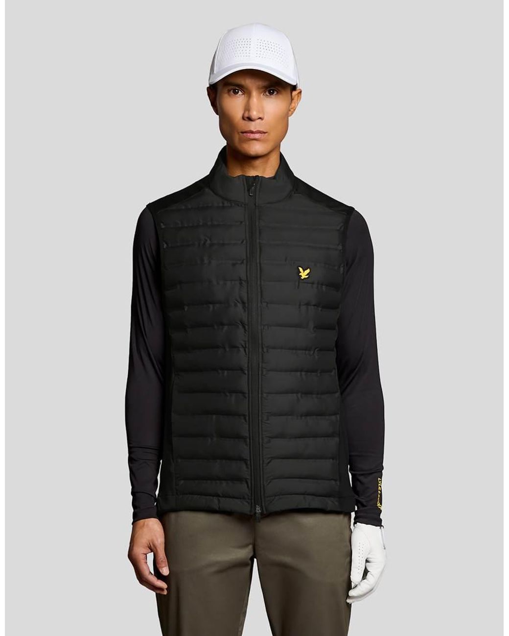 Lyle & Scott Black Hybrid Quilted Gilet for men
