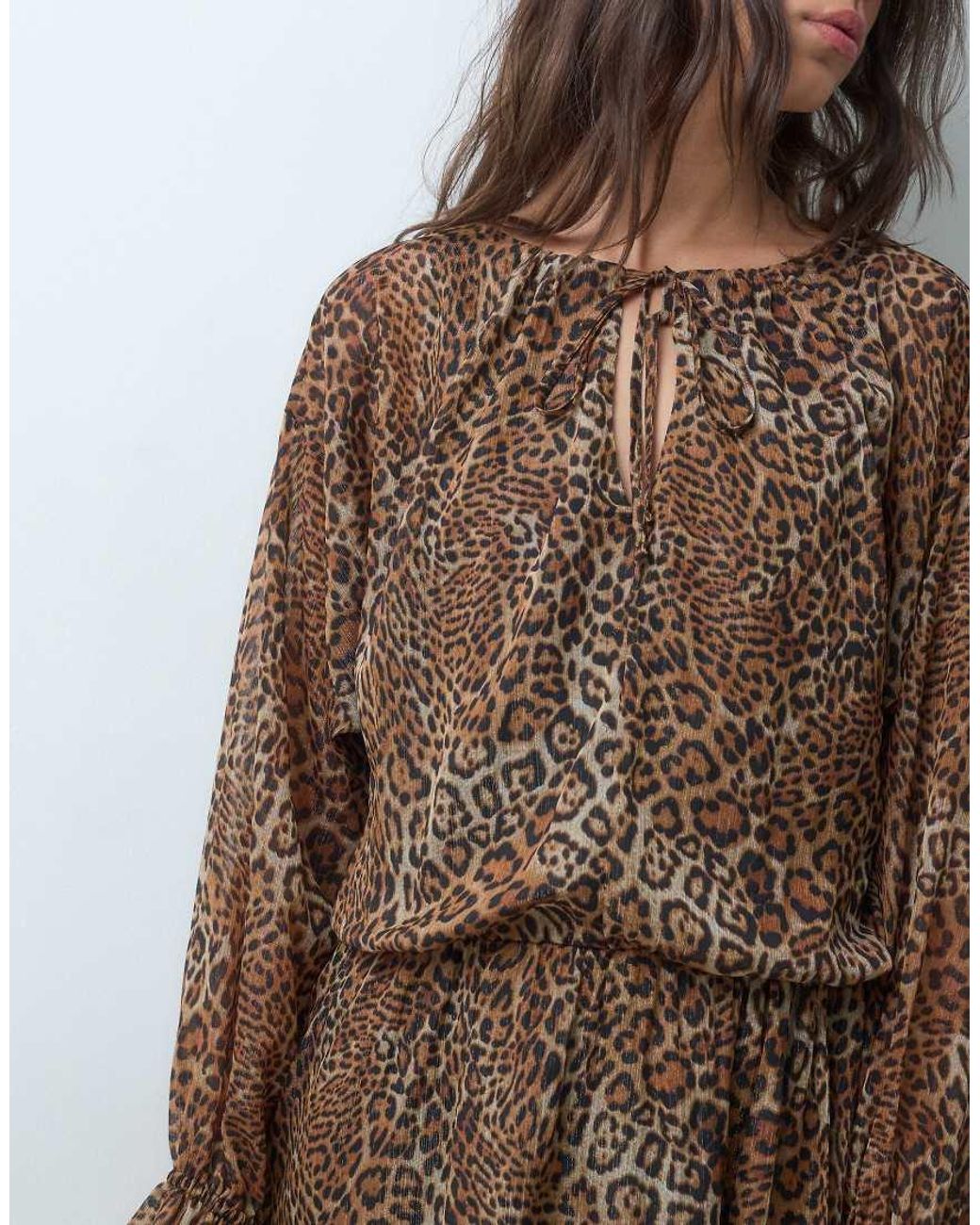 New Look Brown Chiffon Tie Detail Mini Dress