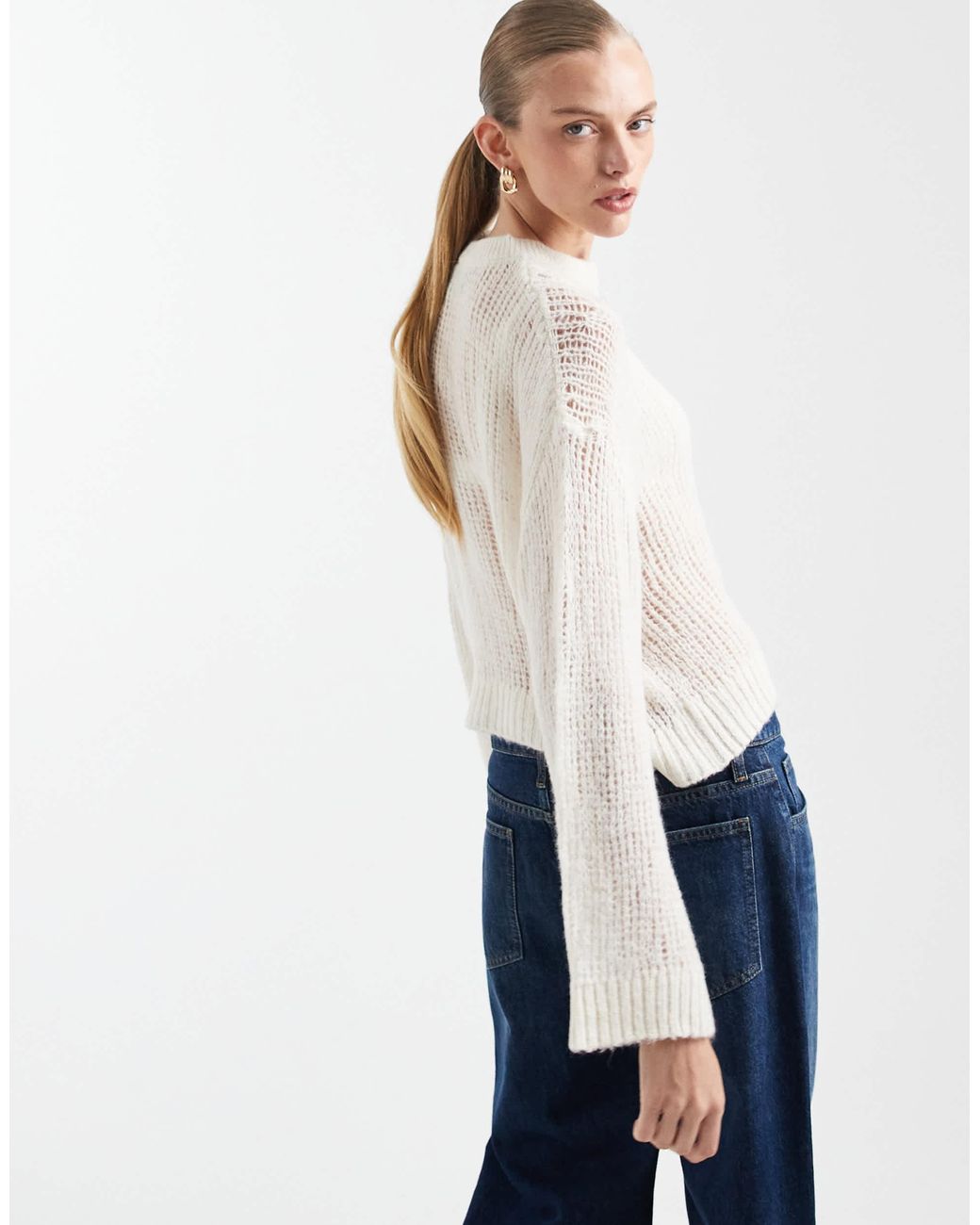 ASOS White – weitmaschiger strickpullover