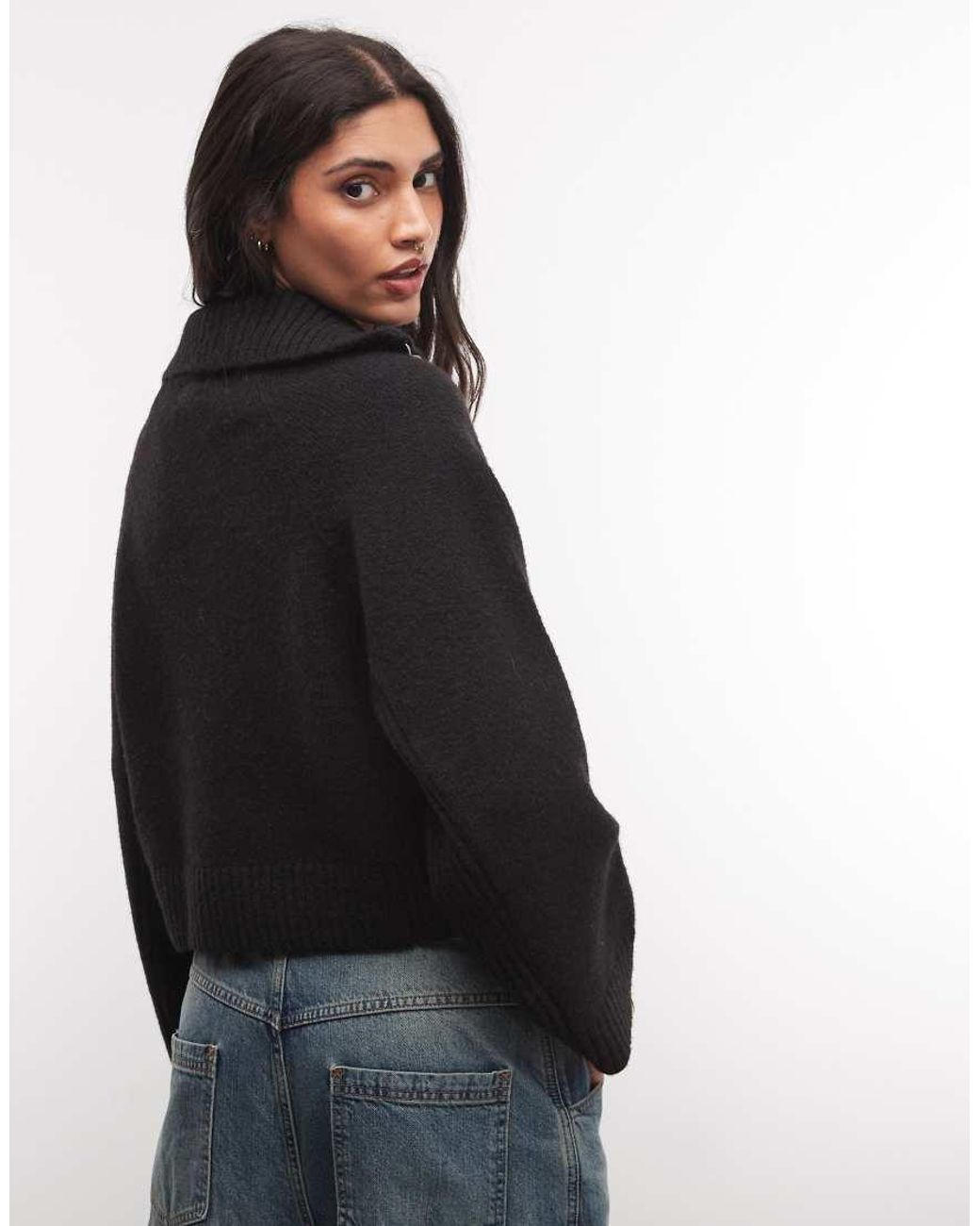 Monki Black Half Zip Jumper