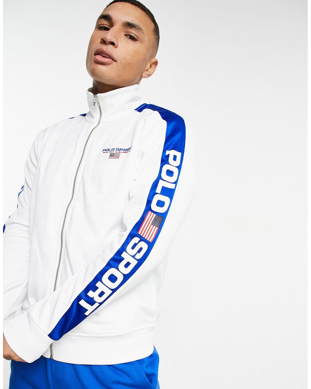 Polo Ralph Lauren Sport Capsule Poly Tricot Fleece Taped Logo Trim Track  Jacket in White for Men | Lyst