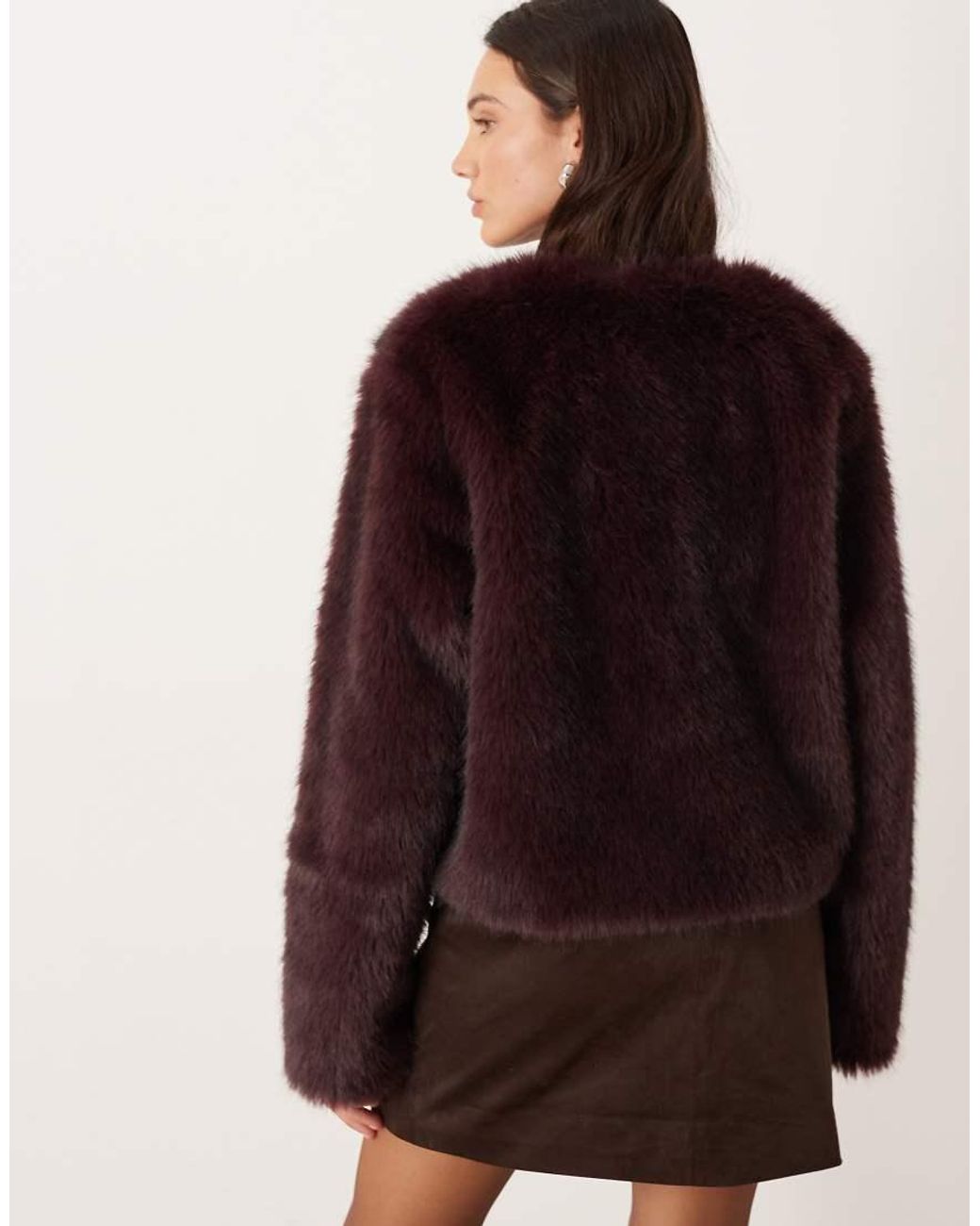 Gina Tricot Brown Faux Fur Short Jacket