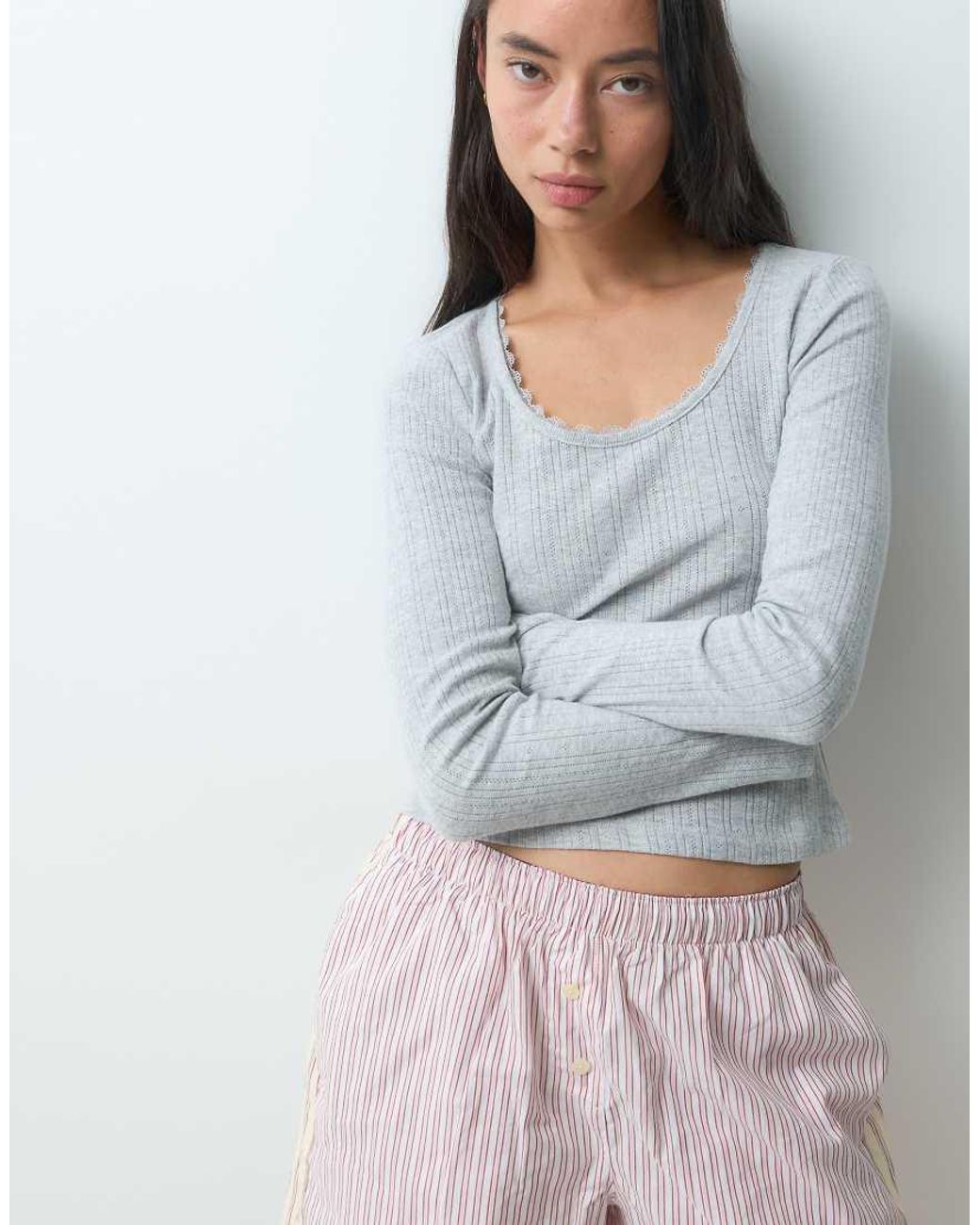 ONLY Gray Long Sleeve Lounge Top Co-Ord