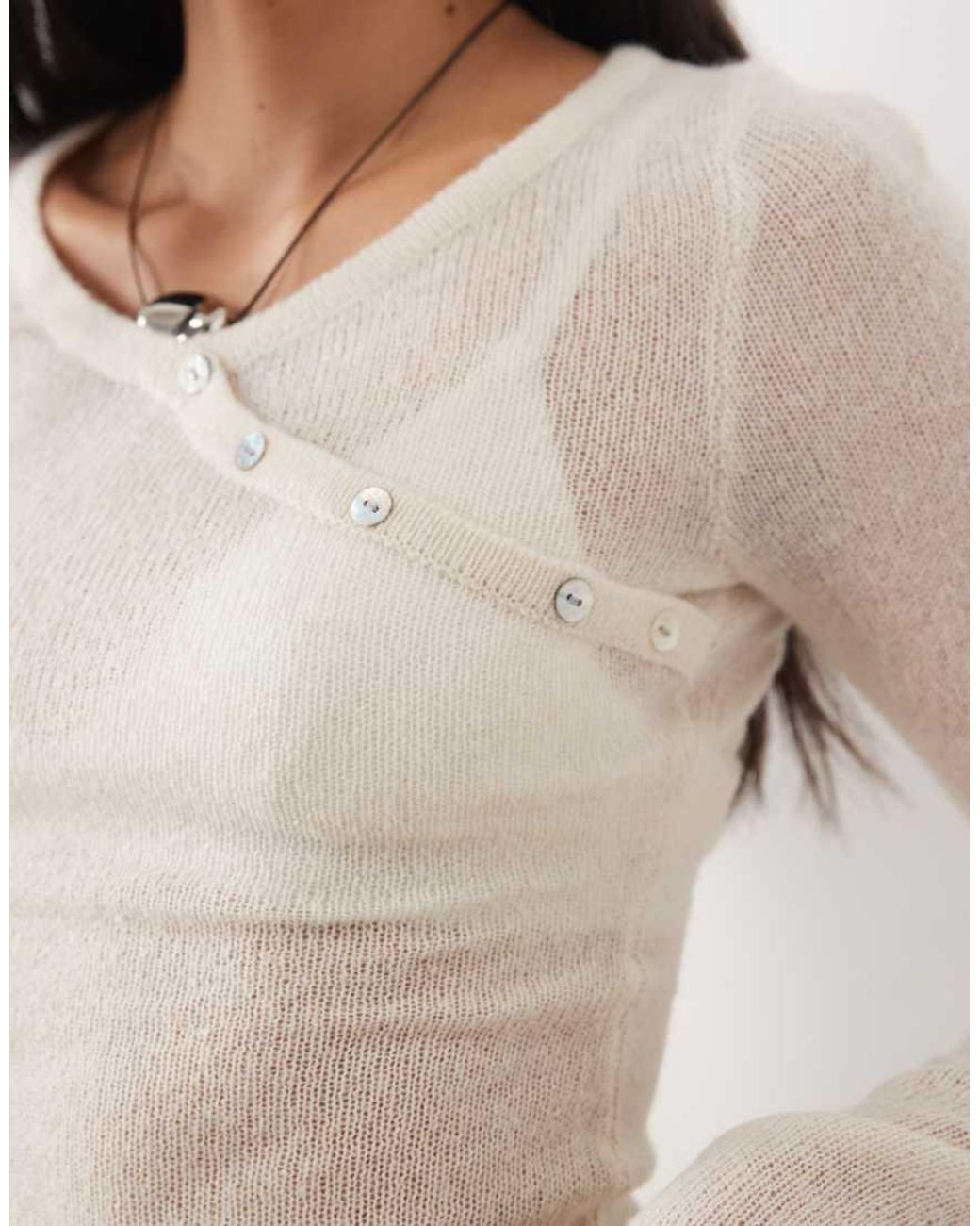 Motel White Elanur Sheer Knit Top