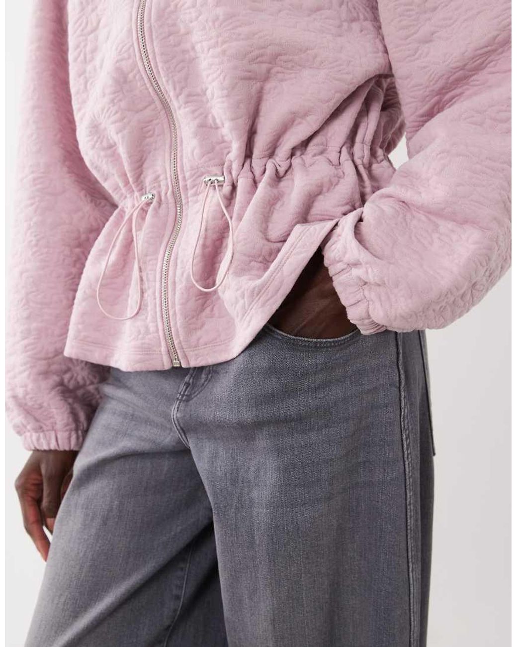 ASOS Pink Cinched Waist Jacquard Jacket