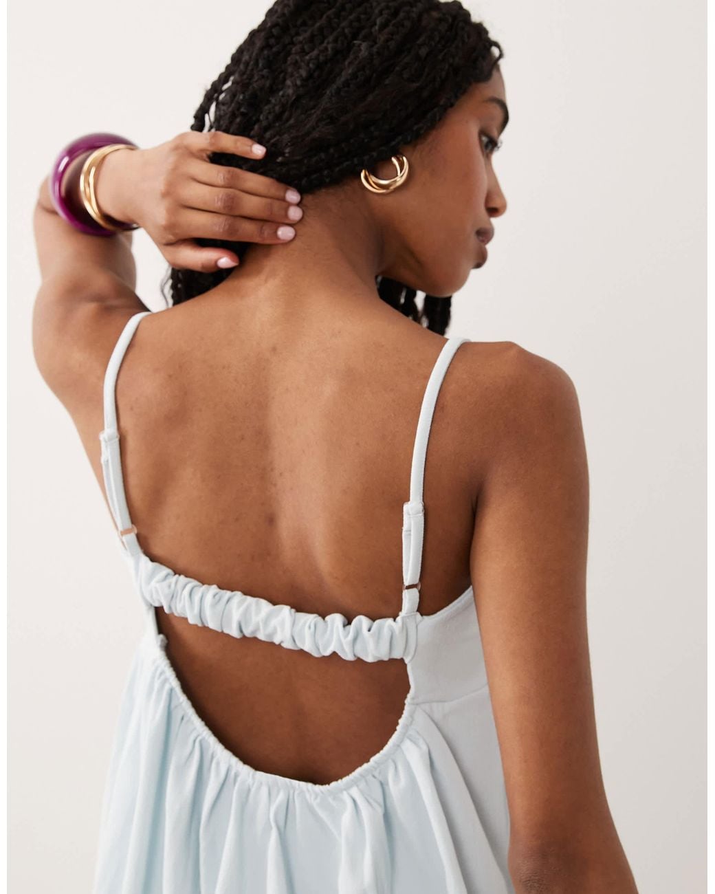 ASOS Natural Cami Mini Bubble Dress With Open Back
