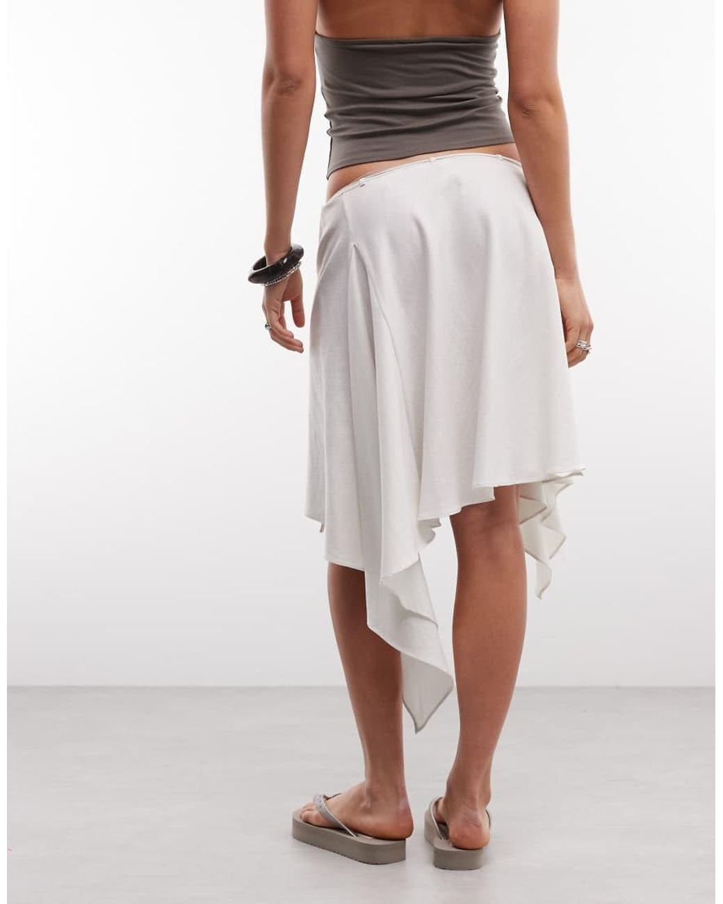 Weekday White Asymmetric Draping Midi Wrap Skirt