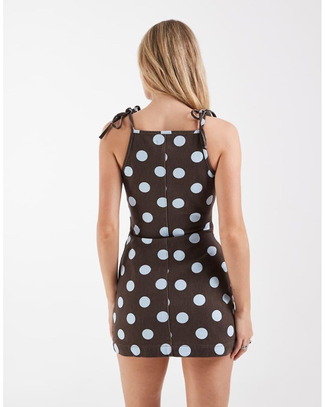 ASOS White Denim Tie Straps A-line Mini Dress