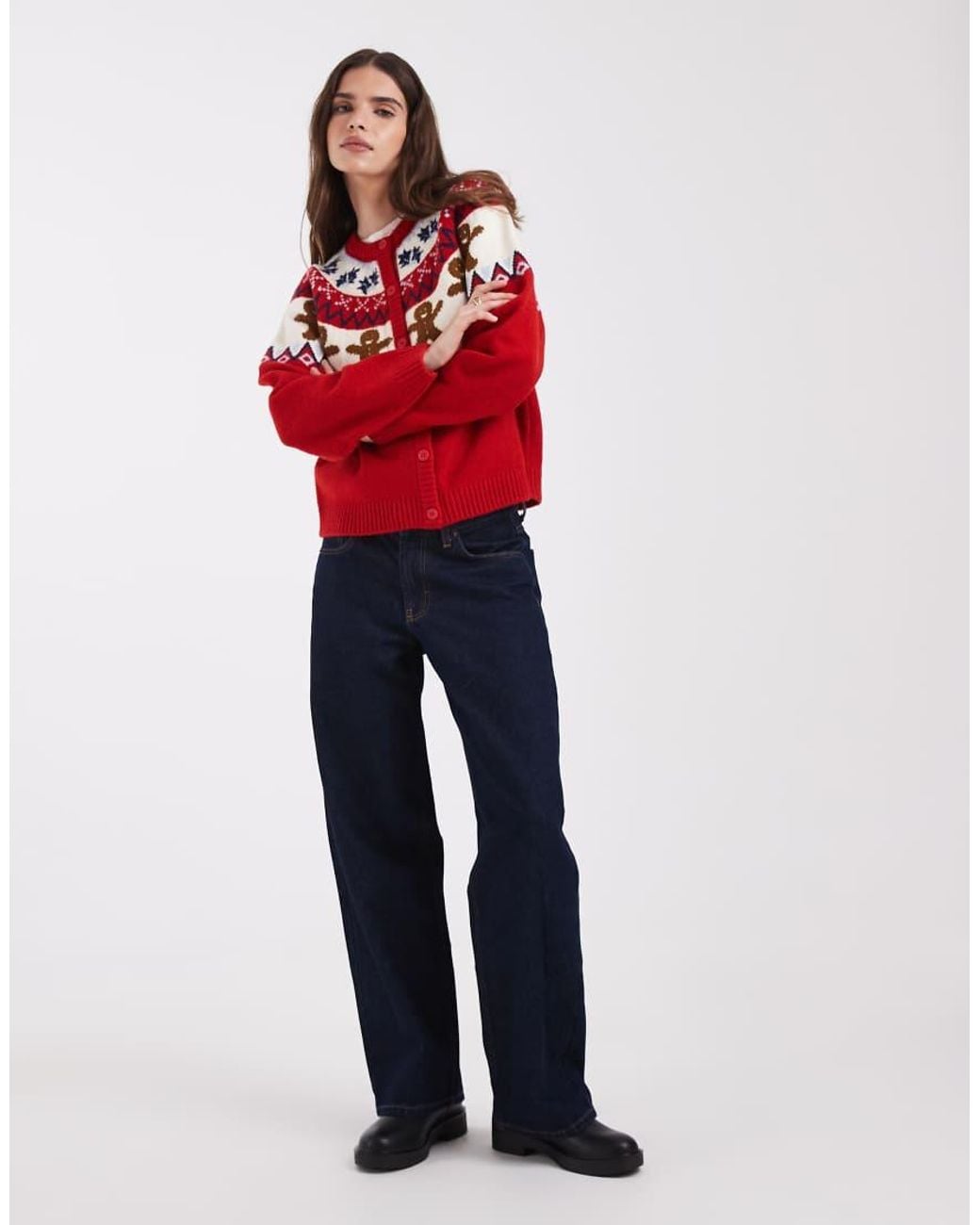 ASOS Red Christmas Gingerbread Cardigan