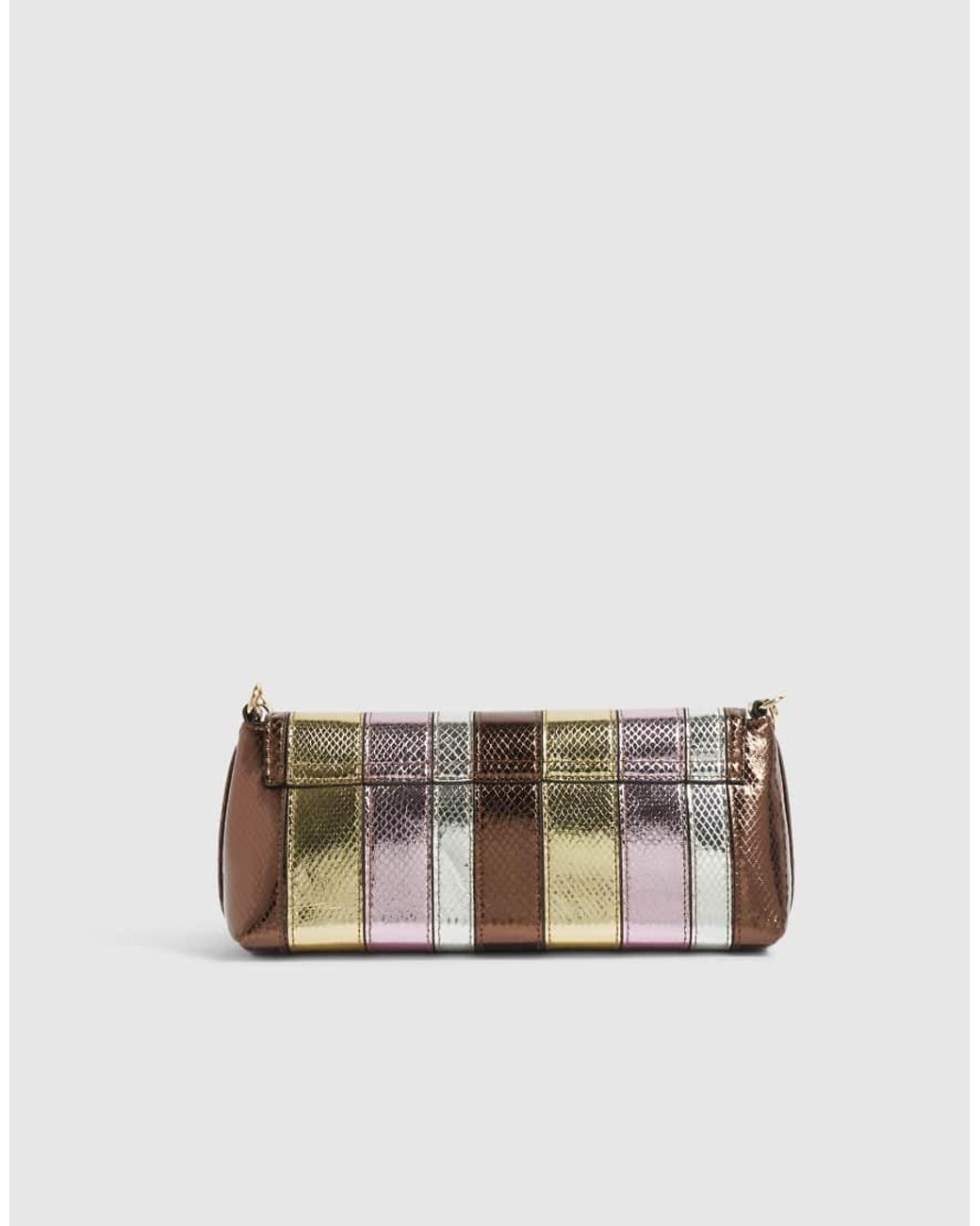 River Island Multicolor Metallic Bar Flap Front Clutch Bag