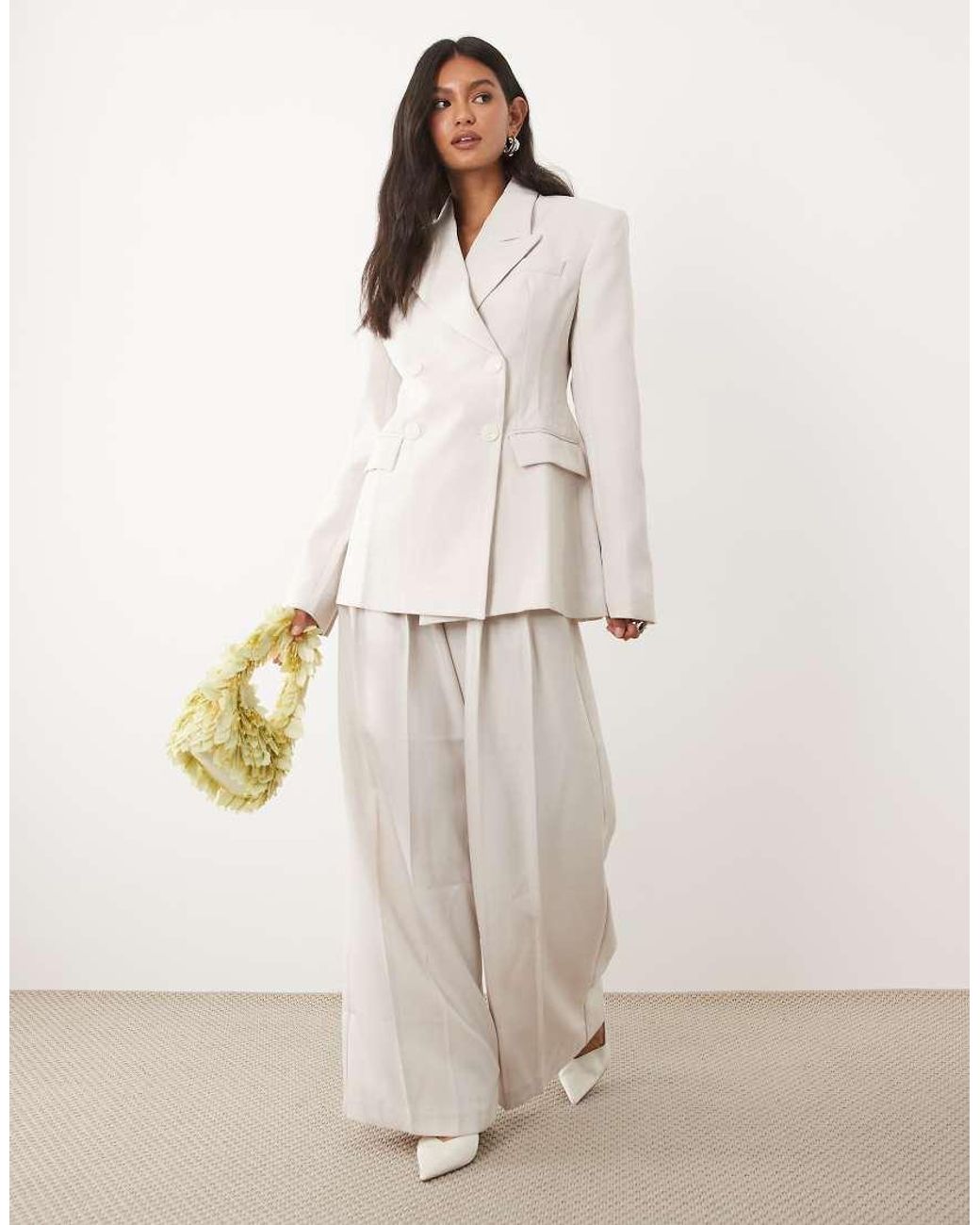JW PEI Natural Structured Double Breasted Tailored Mini Blazer