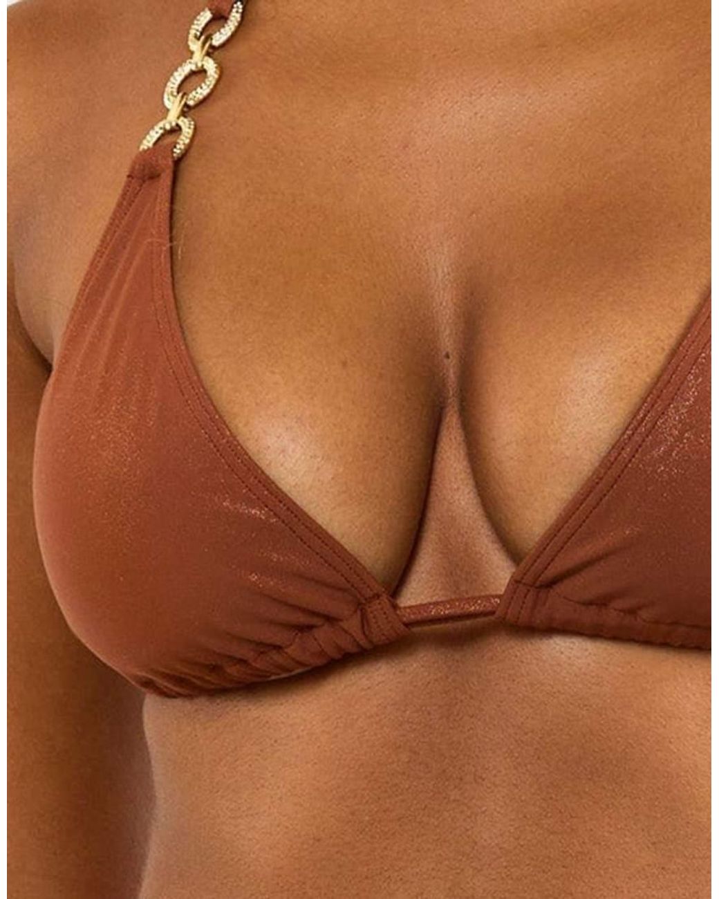 Wolf & Whistle Brown Morgan Glitter Mix & Match Triangle Bikini Top