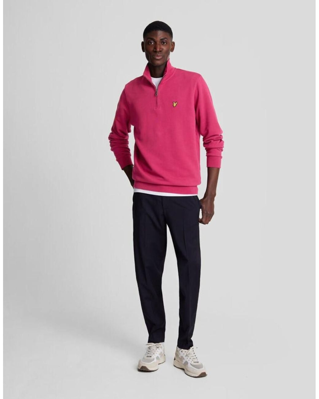 Lyle & Scott Pink Mid Layers Quarter Zip Pullover Sweatshirt for men