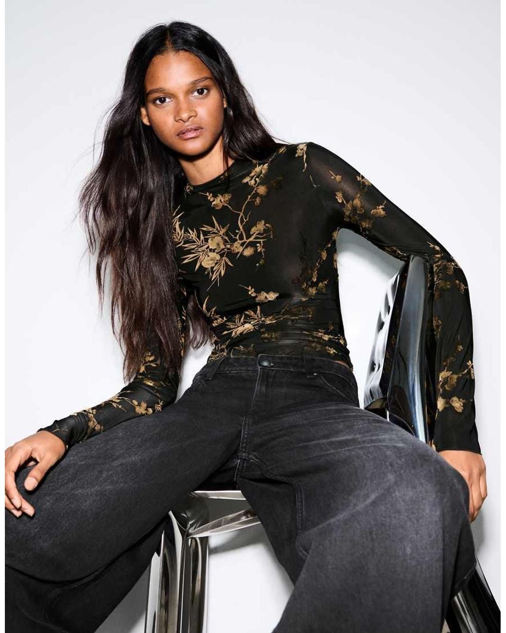 Bershka Black Long Sleeve Bodysuit