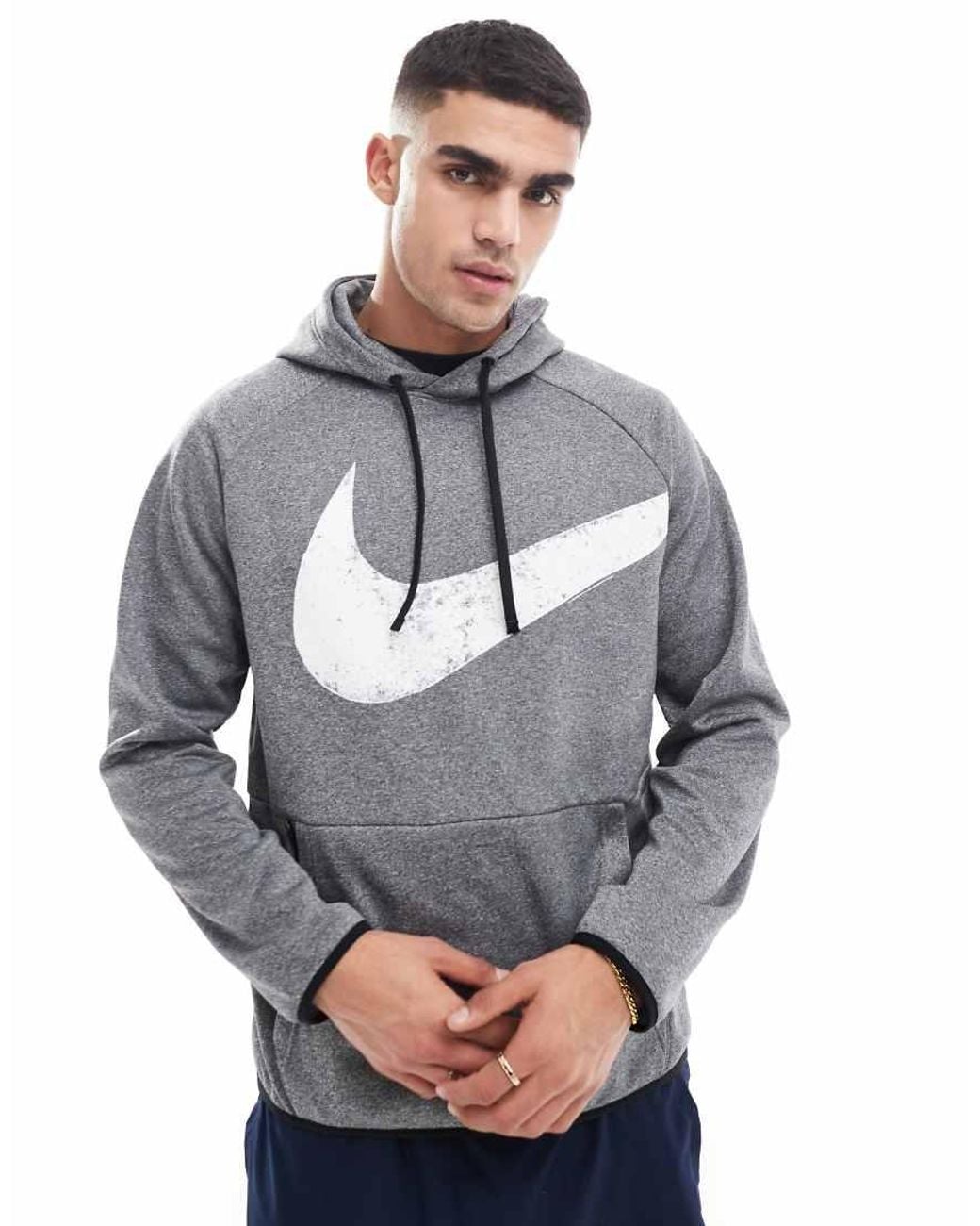 nike all over print swoosh hoodie grey
