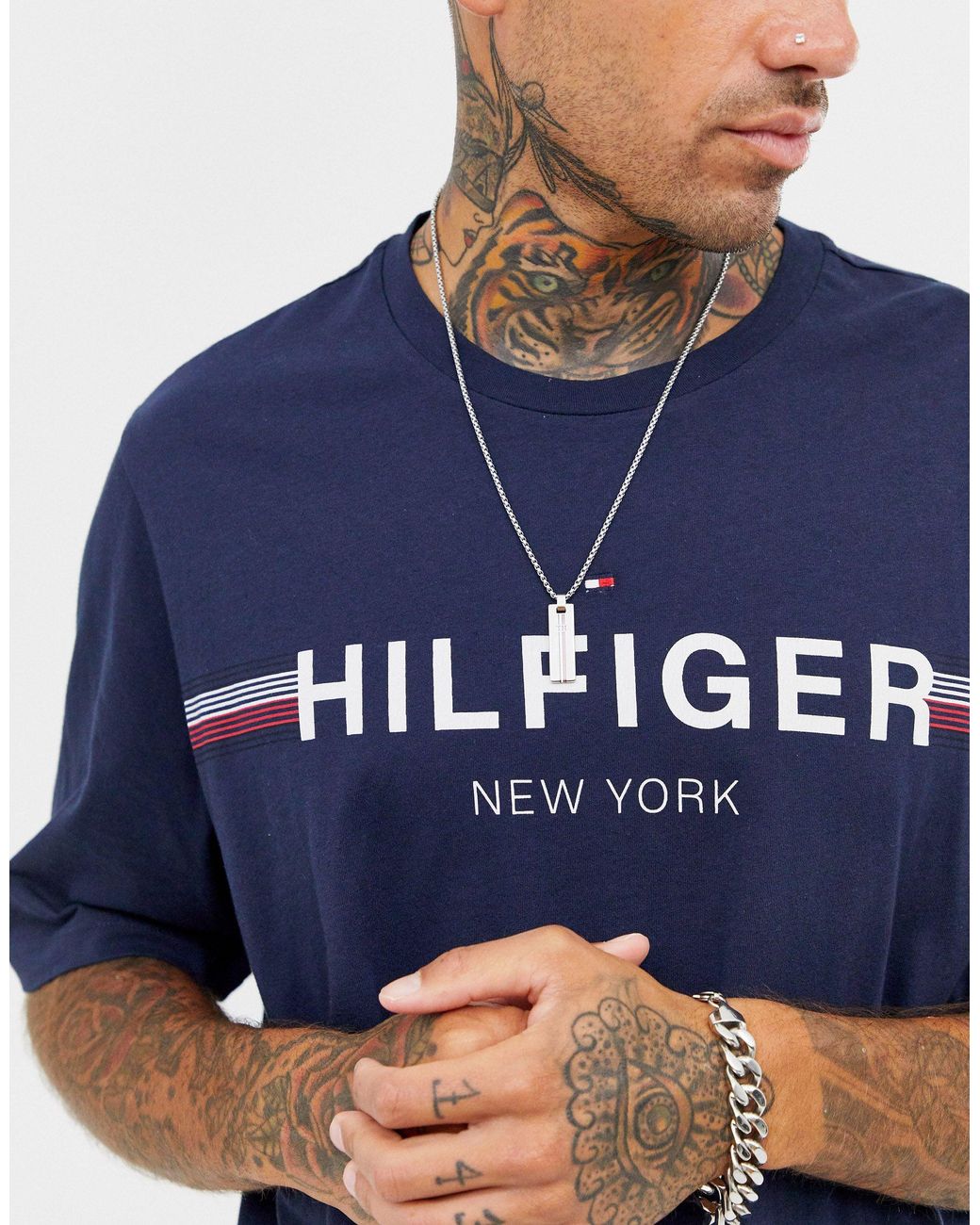 petticoat Play computer games leader Tommy Hilfiger Neck Chain With Branded Pendant in Metallic for Men | Lyst