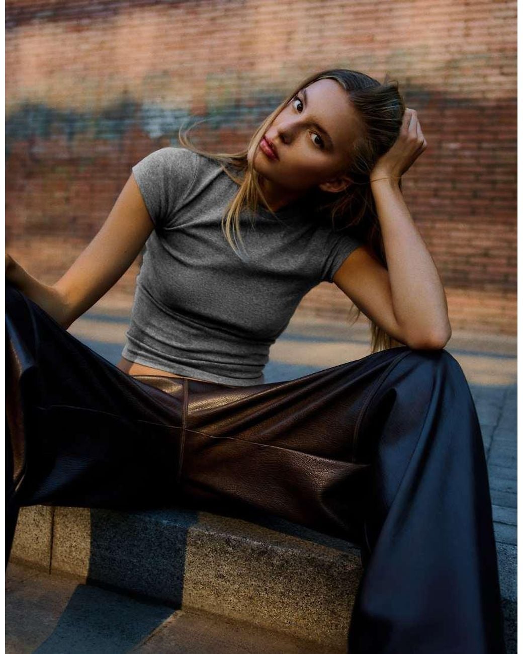 Bershka Gray Short Sleeve Round Neck T-shirt