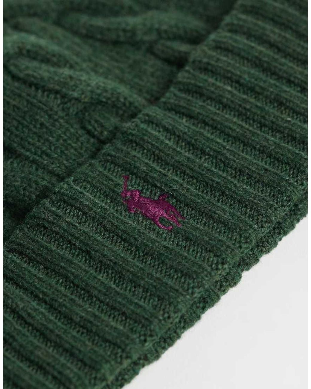 Polo Ralph Lauren Green Icon Logo Cable Knit Beanie for men