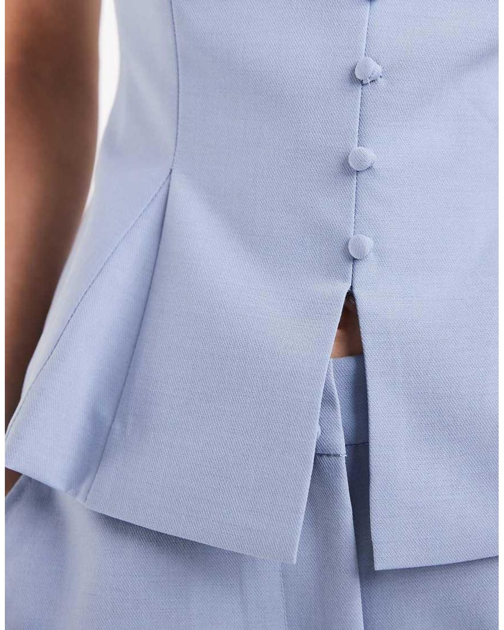 ASOS Blue Tailored Peplum Waistcoat