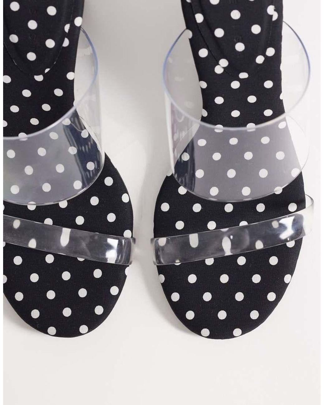 ASOS White Hennie Double Strap Mid Heeled Wedges