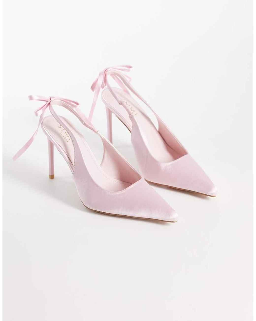 SIMMI Pink Simmi London Celina Wide Fit Slingback Heeled Shoes With Bow