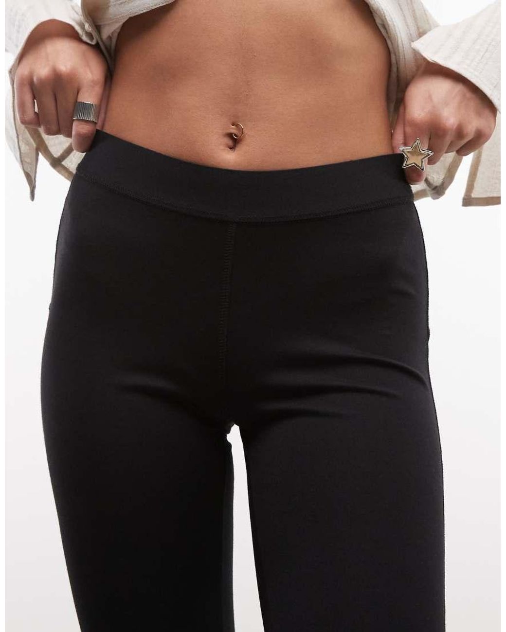 Monki Black Pull On Tailored Pants With Cotton Waistband Detail