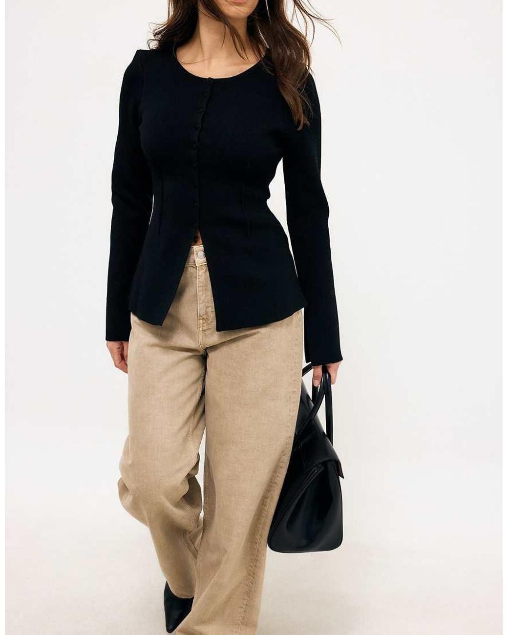 NA-KD Black Seam Detail Cardigan Jacket