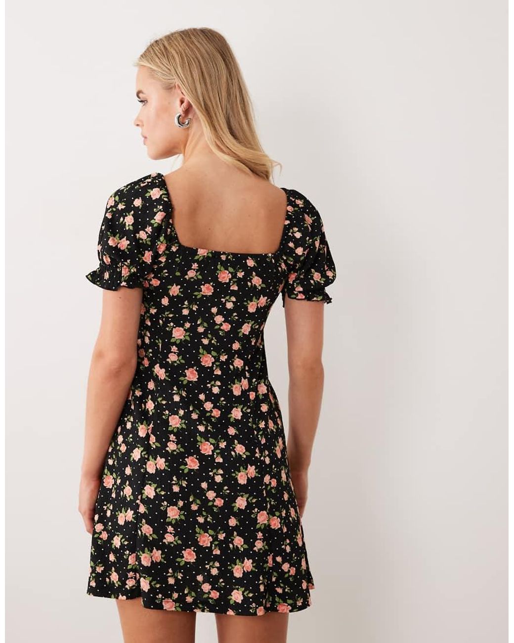New Look Black Ditsy Floral Mini Dress