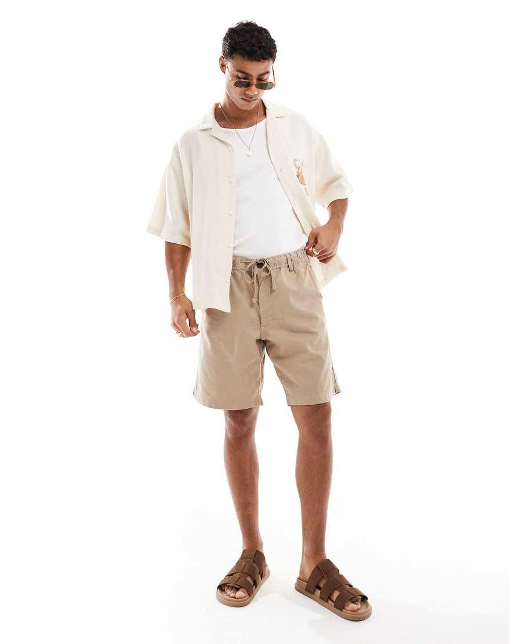 Jack & Jones Natural Linen Mix Short for men