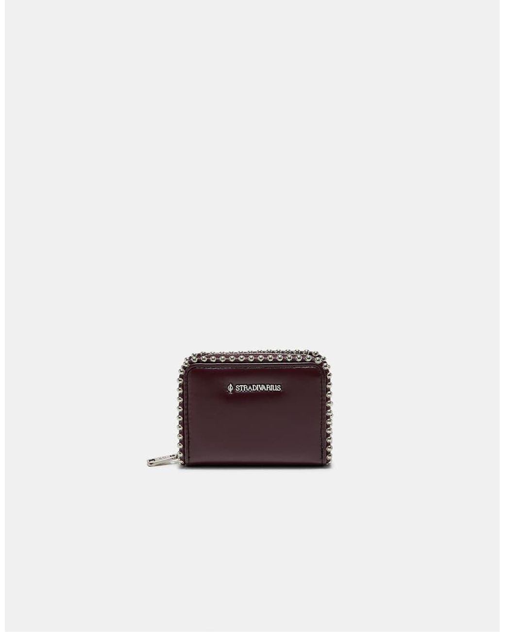 Stradivarius White Beaded Purse With Zip
