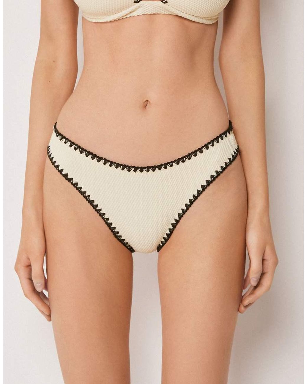Calzedonia Natural Bikini Bottoms Bicolor Embroidery