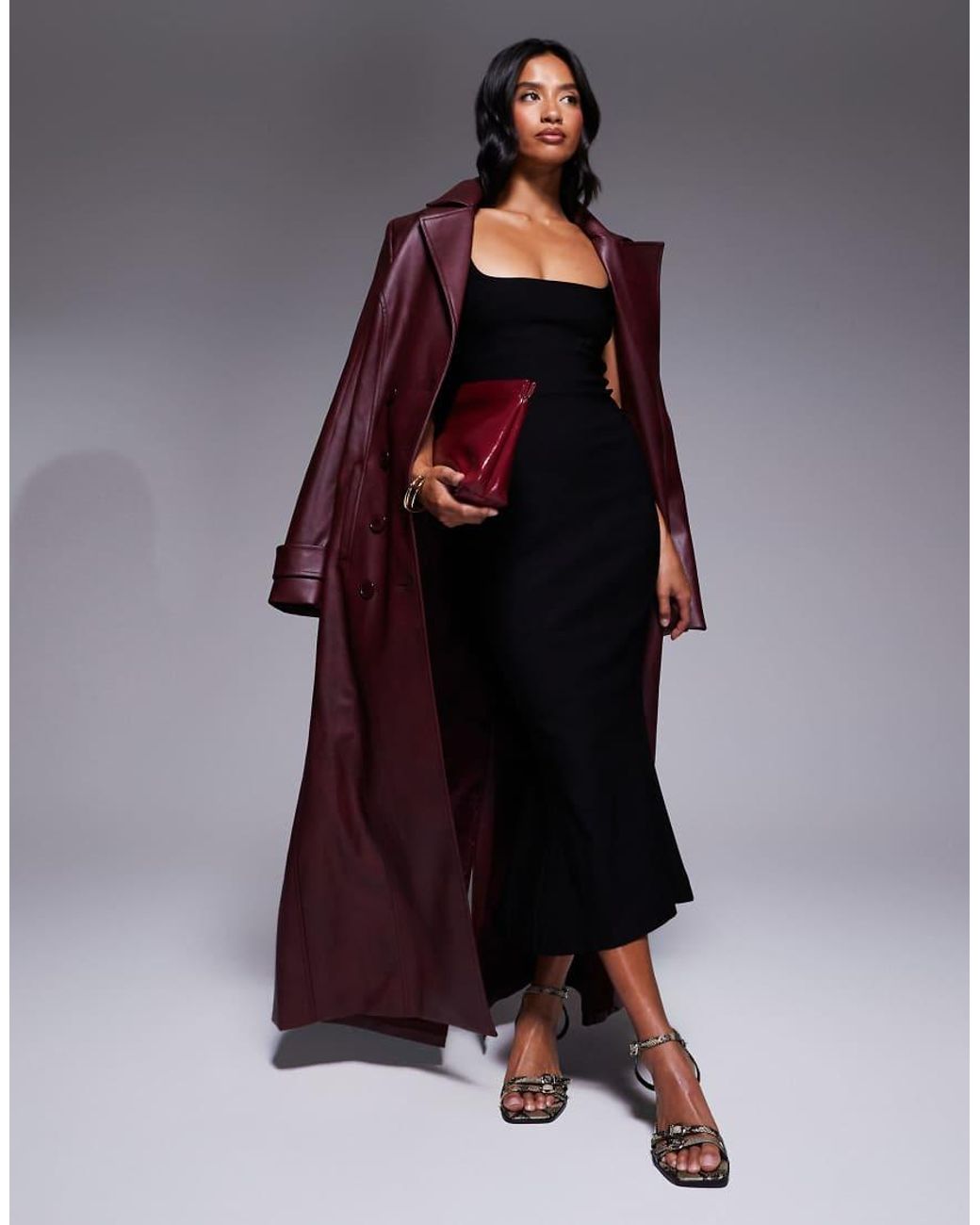 Vestido Midi Sin Mangas De Corte Sirena Con Escote Cuadrado De Bengalina De Vesper Petite de color Black