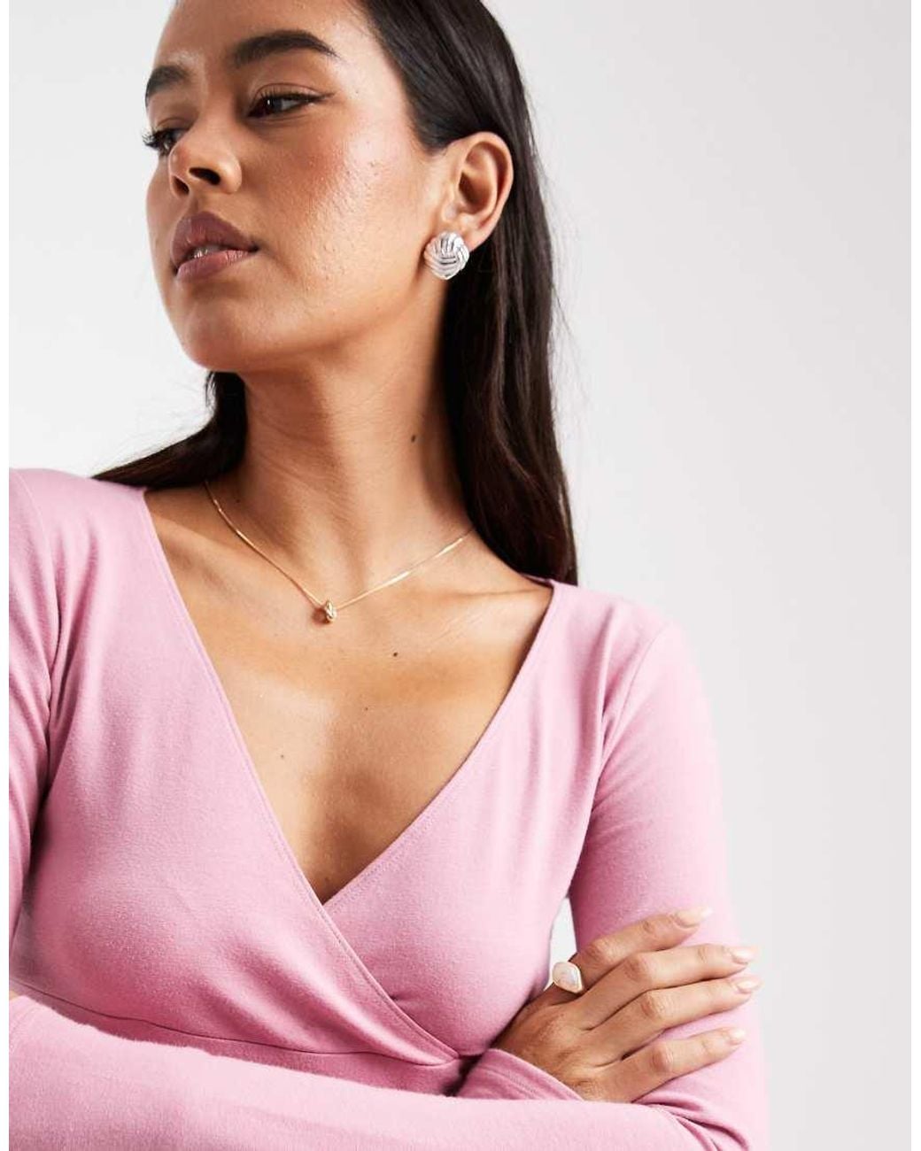 Hollister Red Long Sleeve Wrap Top