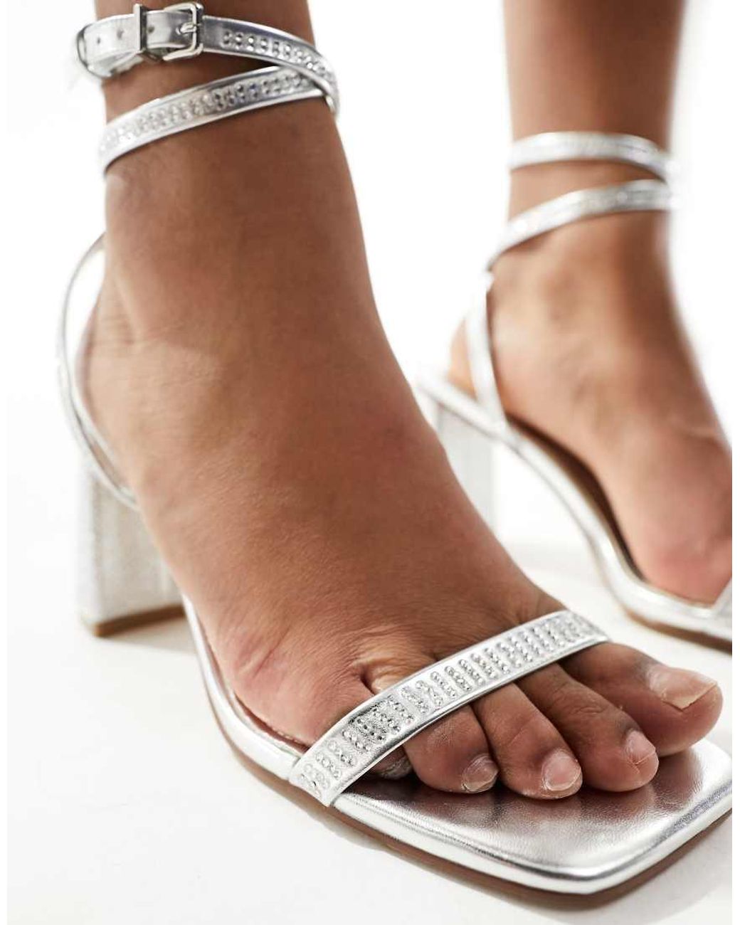 SIMMI White Simmi London Wide Fit Bolt Block Heeled Sandal