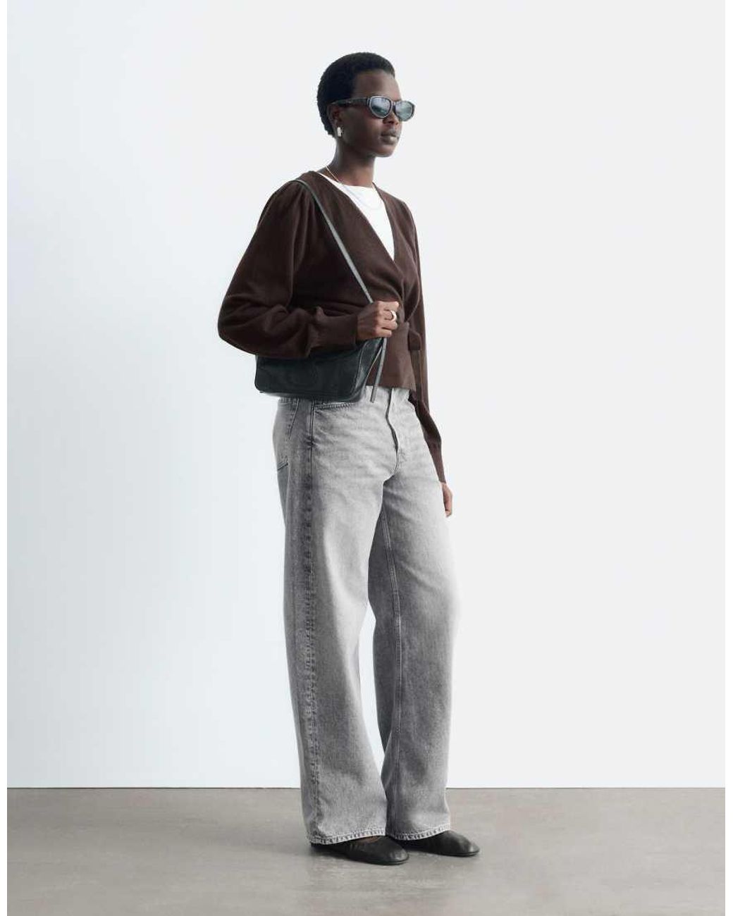 & Other Stories Black Pure Wool Wrap Cardigan